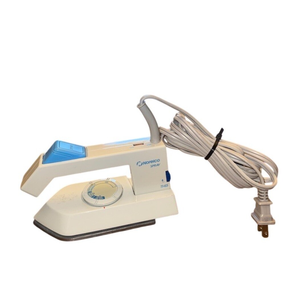 Vintage Norelco Spray Travel Iron Folding Handle Dual Voltage White Corded